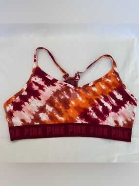 PINK Victoria's Secret Orange & Maroon Tie-Dye Sports Bra XL EUC
